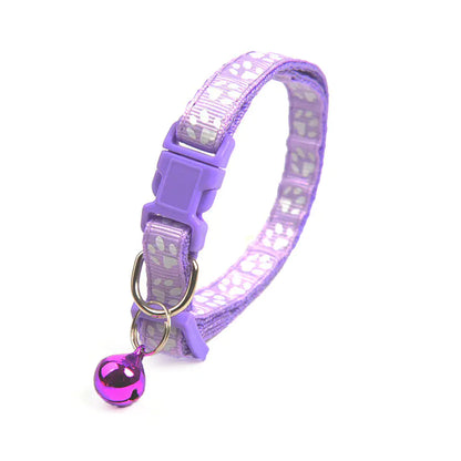 Cute Solid Color Puppy Bell Collar with Footprints