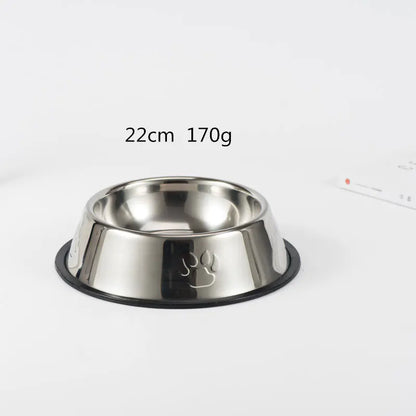 Non-Slip Stainless Steel Dog Bowl with Paw Prints