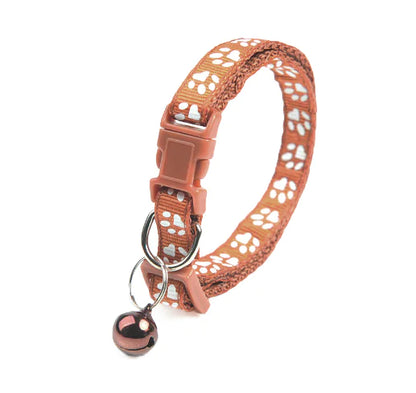 Cute Solid Color Puppy Bell Collar with Footprints