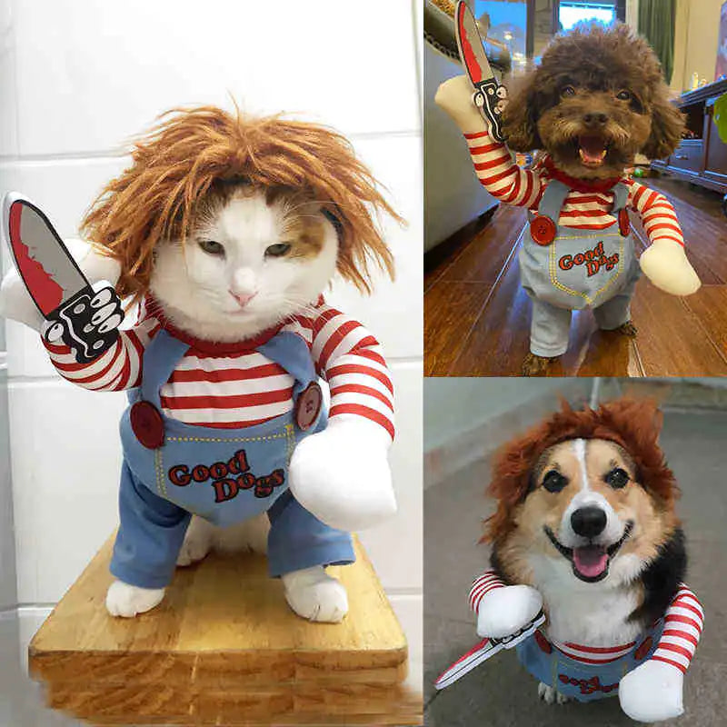 Halloween Pet Costume for Small Dogs with Knife Prop