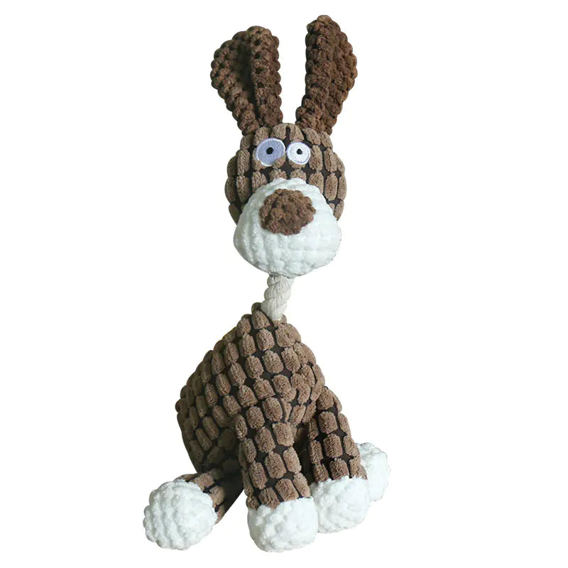 Corduroy Chew Toy for Dogs with Squeaker & Molar Design