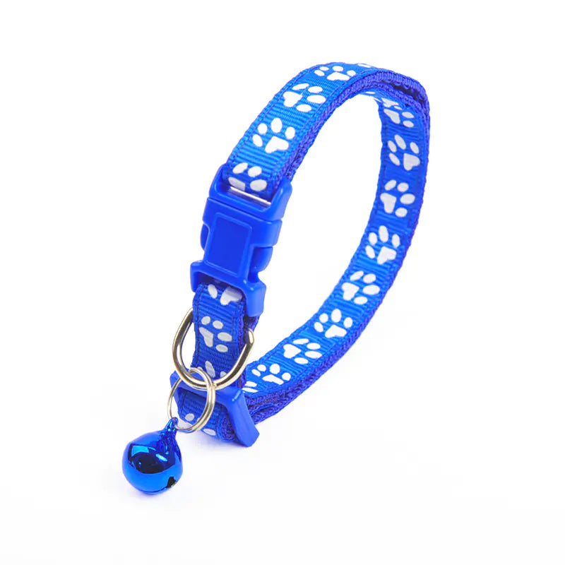 Cute Solid Color Puppy Bell Collar with Footprints