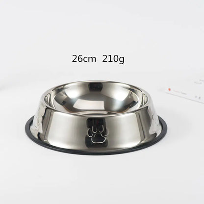 Non-Slip Stainless Steel Dog Bowl with Paw Prints