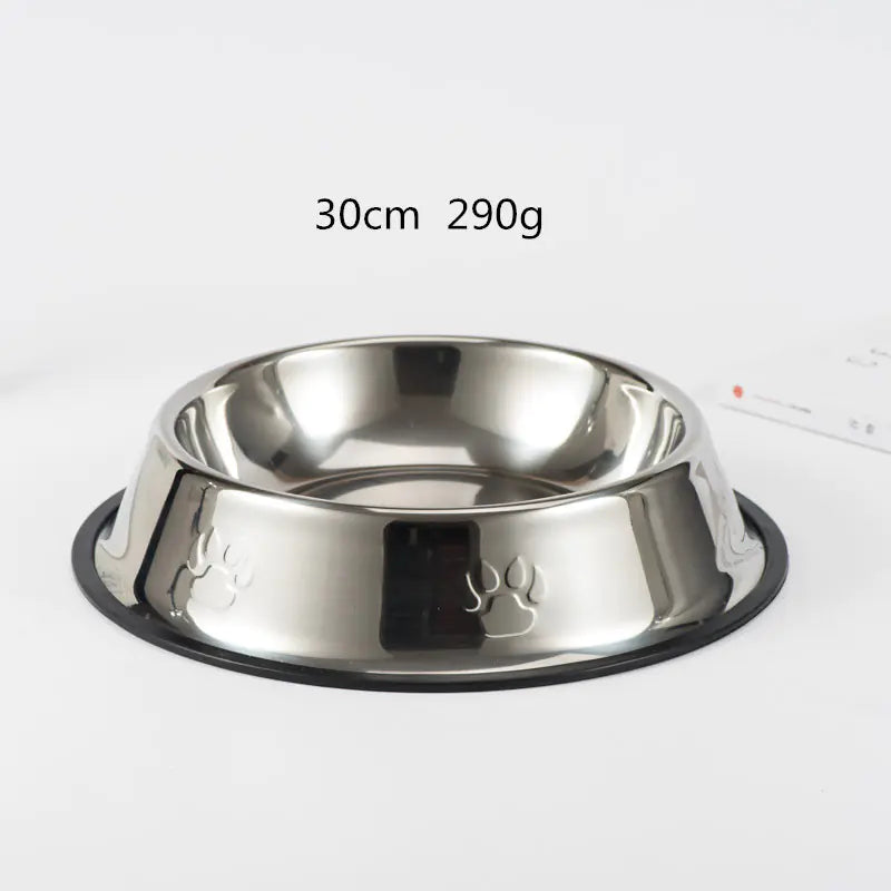 Non-Slip Stainless Steel Dog Bowl with Paw Prints