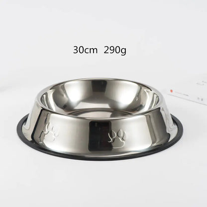 Non-Slip Stainless Steel Dog Bowl with Paw Prints