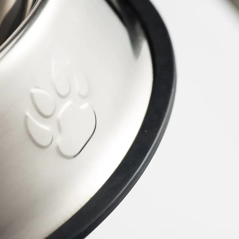 Non-Slip Stainless Steel Dog Bowl with Paw Prints